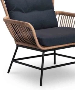 BUITEN Living Dex Wicker Loungestoel Tuin Incl. Wicker Voetenbank | Wicker + Aluminium | Bamboe Antraciet -Tuin En Buiten 1002x1200