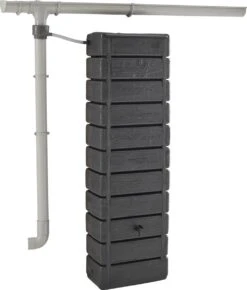 Regenton Muurtank, Grandval 300L, Antraciet Kunststof, Imitatiehout, Met Gootaansluitset Inbegrepen -Tuin En Buiten 1023x1200