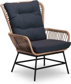 BUITEN Living Dex Wicker Loungestoel Tuin Incl. Wicker Voetenbank | Wicker + Aluminium | Bamboe Antraciet -Tuin En Buiten 1025x1200