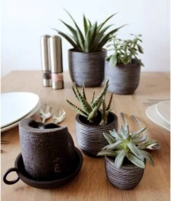 Capi Europe - Set Van 4 - Bloempot Binnen - Rib Antraciet -Tuin En Buiten 1026x1200