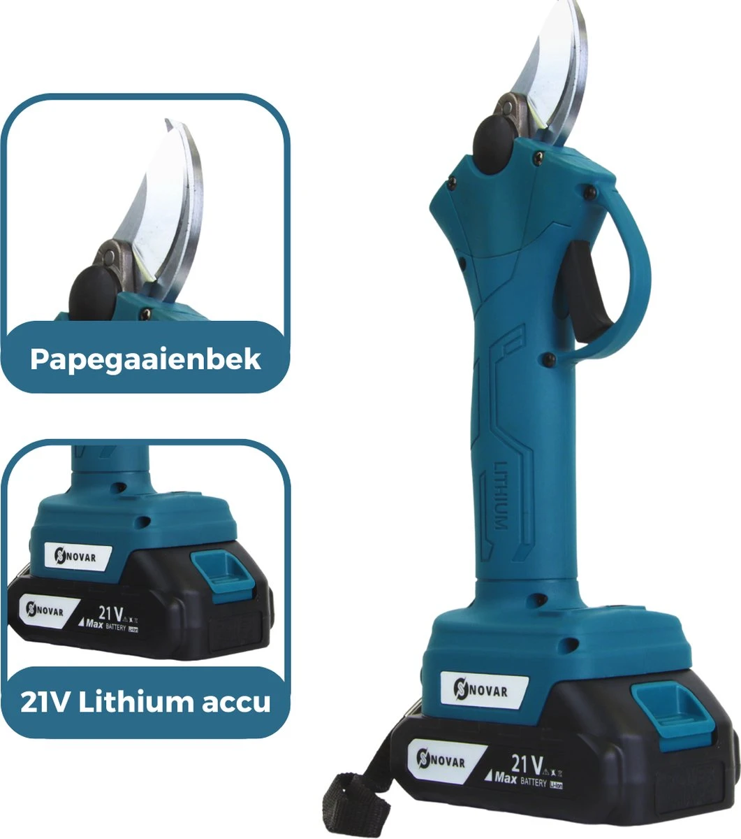 NovarGarden® Elektrische Snoeischaar NG1 - 2x Accu - Elektrisch - Takkenschaar - Op Batterij - 28mm 9 NovarGarden® Elektrische Snoeischaar NG1 - 2x Accu - Elektrisch - Takkenschaar - Op Batterij - 28mm - Afbeelding 7