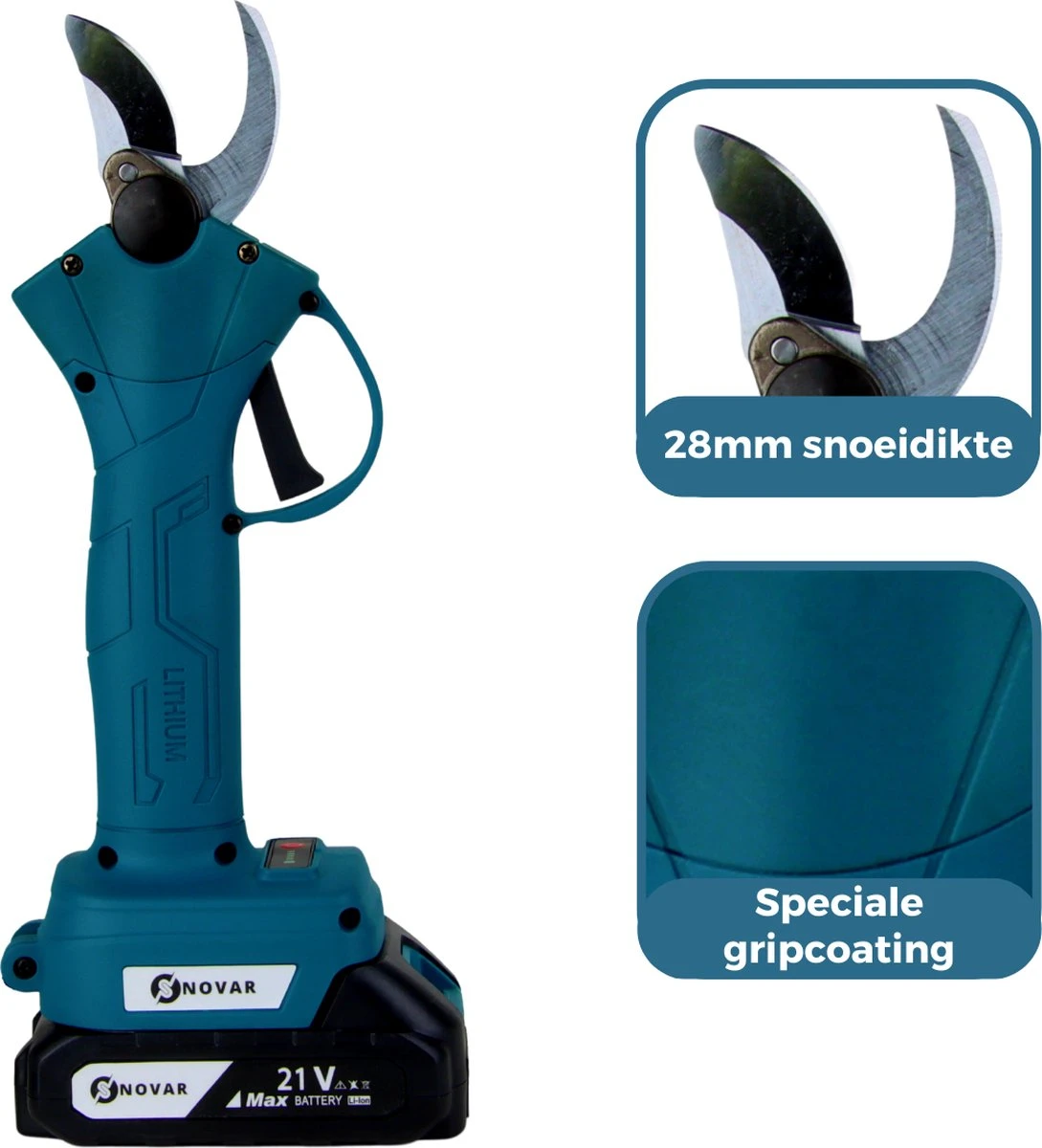 NovarGarden® Elektrische Snoeischaar NG1 - 2x Accu - Elektrisch - Takkenschaar - Op Batterij - 28mm 8 NovarGarden® Elektrische Snoeischaar NG1 - 2x Accu - Elektrisch - Takkenschaar - Op Batterij - 28mm - Afbeelding 6