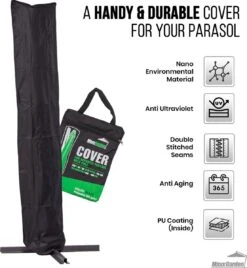 MaxxGarden Parasolhoes - Afdekhoes Voor Zweefparasol - Beschermhoes - 200-400 Cm - Met Rits En Trekkoord - Zwart -Tuin En Buiten 1105x1200