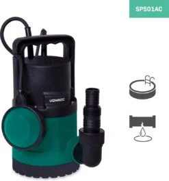 VONROC Dompelpomp/Waterpomp 300W - 6500l/h - Voor Schoon En Licht Vervuild Water - Met Vlotter -Tuin En Buiten 1123x1200 1