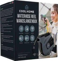CoolHome - Wandslangenbox 20 Meter + 2 Meter - Tuinslang Met Haspel- Slangenhouder 180° Draaibaar - Tuinslanghaspel Zwart - Grijs -Tuin En Buiten 1146x1200 1