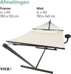 Vita5 Hangmat Met Standaard En Spreidstok – 2 Persoons – Incl. Bekerhouder - Afneembaar Kussen – Uv-bestendig – Beige 22 Vita5 Hangmat Met Standaard En Spreidstok – 2 Persoons – Incl. Bekerhouder - Afneembaar Kussen – Uv-bestendig – Beige -Tuin En Buiten 1152x1200