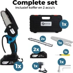 NovarGarden® Mini Kettingzaag NG1 - Met 2x Accu - Takkenzaag - Snoeizaag - Electrisch - Handzaag - Boomzaag - 21V -Tuin En Buiten 1193x1200 1