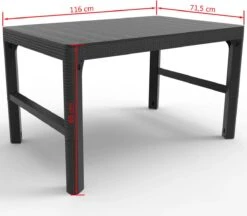 Allibert Lyon Tuintafel - 116x71,5x66/40 Cm - Grafiet -Tuin En Buiten 1200x1050