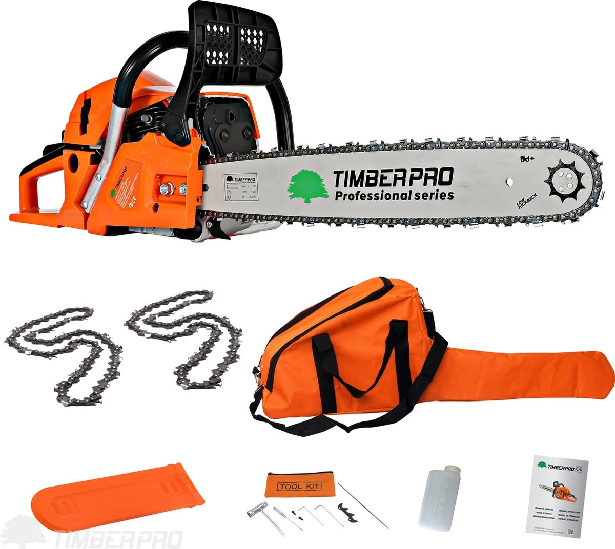 TIMBERPRO - Kettingzaag – Benzine - 62 Cc - Zwaardlengte 50 Cm - Transportzak - 2e Ketting 3 TIMBERPRO - Kettingzaag – Benzine - 62 Cc - Zwaardlengte 50 Cm - Transportzak - 2e Ketting