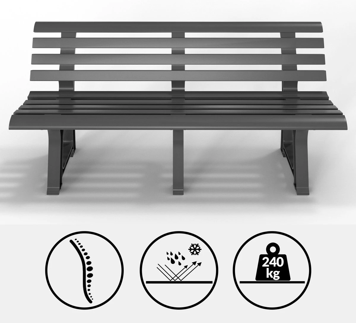 Casaria Tuinbank Orchidea – Kunststof/240kg Belastbaar – Antraciet 7 Casaria Tuinbank Orchidea – Kunststof/240kg Belastbaar – Antraciet - Afbeelding 5