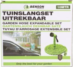 Benson - Tuinslang - Fexibel - 10 Meter - Tuinslang Met Koppeling - Spuitpistool - Groen -Tuin En Buiten 1200x1105 1