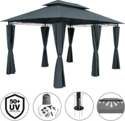 Casaria Paviljoen Topas 3x4m - UV-bescherming 50+ - Antraciet 18 Casaria Paviljoen Topas 3x4m - UV-bescherming 50+ - Antraciet -Tuin En Buiten 1200x1160 1