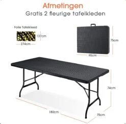 Lenx Klaptafel - Inklapbare Tafel - Opvouwbare Tuintafel - Vouwtafel - Inclusief Handvat En 2 Tafelkleden - 180x75x74cm - 6 Tot 8 Personen 15 Lenx Klaptafel - Inklapbare Tafel - Opvouwbare Tuintafel - Vouwtafel - Inclusief Handvat En 2 Tafelkleden - 180x75x74cm - 6 Tot 8 Personen -Tuin En Buiten 1200x1179 1