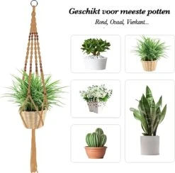 4 Stuks Luxe Jute Plantenhangers - Boho Handgeweven Katoen Hangpot Voor Binnen/Buiten - Hangende Bloempot Met Kralen - Macramé Touw/Koord Hangplant Houder - Bohemian Wandhanger Decoratie - Plant Hanger - Verticale Tuin Bloempothouder Planthanger -Tuin En Buiten 1200x1184 2