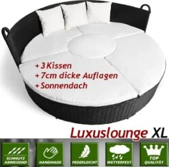 Casaria Polyrattan Zonne-Eiland Ø185cm – Incl. Kussens - Zwart Crème 28 Casaria Polyrattan Zonne-Eiland Ø185cm – Incl. Kussens - Zwart Crème -Tuin En Buiten 1200x1184