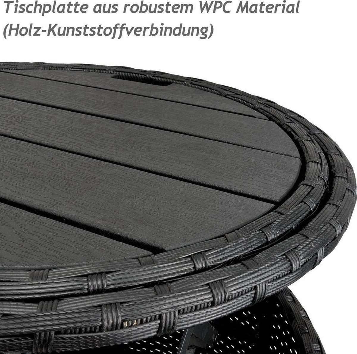 Casaria Polyrattan Zonne-Eiland Ø185cm – Incl. Kussens - Zwart Crème 14 Casaria Polyrattan Zonne-Eiland Ø185cm – Incl. Kussens - Zwart Crème - Afbeelding 12