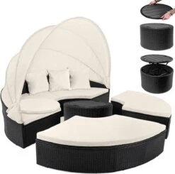 Casaria Polyrattan Zonne-Eiland Ø185cm – Incl. Kussens - Zwart Crème 26 Casaria Polyrattan Zonne-Eiland Ø185cm – Incl. Kussens - Zwart Crème -Tuin En Buiten 1200x1189