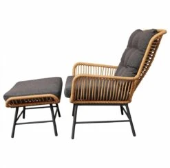 BUITEN Living Dex Wicker Loungestoel Tuin Incl. Wicker Voetenbank | Wicker + Aluminium | Bamboe Antraciet -Tuin En Buiten 1200x1190 1