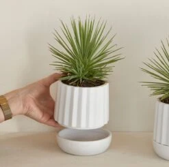 Riviera Maison Plantenbak Rond, Bloempot Met Ribbel - RM Let It Grow Planter - Wit - Porselein - Maat S -Tuin En Buiten 1200x1191 6