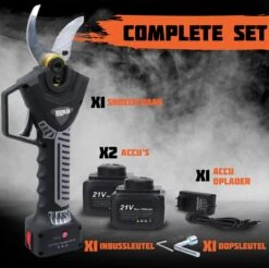 Reichlër® Elektrische Snoeischaar - 40 Mm Snijdiameter - 2x Accu - Anti-cut Functie - Heggenschaar - Takkenschaar - Zwart -Tuin En Buiten 1200x1195 3