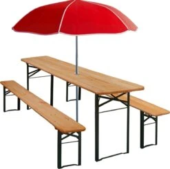 Casaria Tuinset Hout – 2 Banken 1Tafel Inklapbaar - 170x46x75cm -Tuin En Buiten 1200x1197