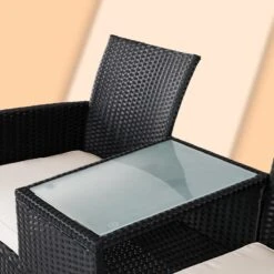 Casaria Polyrattan Tuinbank - Incl. Kussen - 143x55x88 Cm Zwart -Tuin En Buiten 1200x1200 106