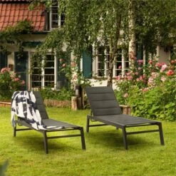 Blumfeldt Renazzo Lounge Ligstoel - Ligbed Voor De Tuin - Aluminium Tuinstoel - 6 Standen - Waterafstotend - Bekleding Van 70 % Pvc En 30 % Polyetheen - Zwart -Tuin En Buiten 1200x1200 109
