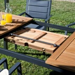 NATERIAL - Uitschuifbare Tuintafel ORIS - Uitschuifbare Tafel Voor 6 Tot 8 Personen - 180-240x100 Cm - Aluminium - Hout Eucalyptus -Tuin En Buiten 1200x1200 188