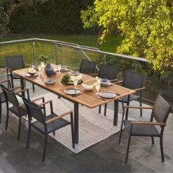 NATERIAL - Uitschuifbare Tuintafel ORIS - Uitschuifbare Tafel Voor 6 Tot 8 Personen - 180-240x100 Cm - Aluminium - Hout Eucalyptus -Tuin En Buiten 1200x1200 190