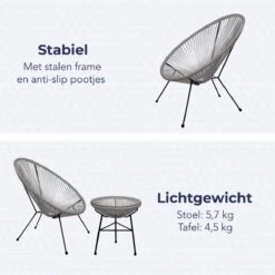LifeGoods Acapulco Bistroset - 3-Delig - Tuinset Met Bijzettafel - Grijs 15 LifeGoods Acapulco Bistroset - 3-Delig - Tuinset Met Bijzettafel - Grijs -Tuin En Buiten 1200x1200 194
