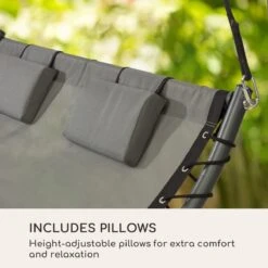 Blumfeldt Palermo Schommelbank - Hollywoodschommel 130 X 207 Cm - Ligbed Met Dak - Schommelstoel Voor 2 Personen - Tuinbank Inclusief Nekkussens - Stalen Frame En Polyester Dak - Grijs -Tuin En Buiten 1200x1200 200