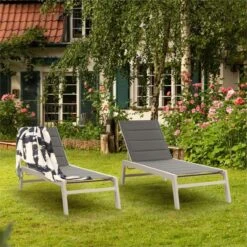 Blumfeldt Renazzo Lounge Ligstoel - Ligbed Voor De Tuin - Aluminium Tuinstoel - 6 Standen - Waterafstotend - Bekleding Van 70 % Pvc En 30 % Polyetheen - Grijs -Tuin En Buiten 1200x1200 213