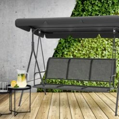 LifeGoods Schommelbank - 3-zits - Tot 250KG - Kantelbaar Dak - UV-bestendig Zonnescherm - 172x104x162cm - Grijs -Tuin En Buiten 1200x1200 222