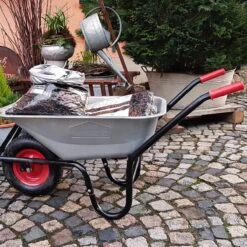Gardebruk Kruiwagen 100L - Luchtband - 250kg Draagkracht Zilver -Tuin En Buiten 1200x1200 287