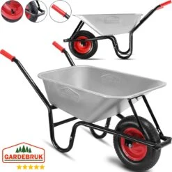 Gardebruk Kruiwagen 100L - Luchtband - 250kg Draagkracht Zilver -Tuin En Buiten 1200x1200 292