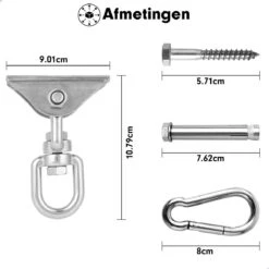 Luxe Ophangsysteem - 180° Schommelen, 360° Roteerbaar - Plafondhaak - Ophanghaak - Hangstoel Buiten - Hangstoel Binnen – Schommelstoel - Schommel - Bokszakken - RVS - Nederlandse Handleiding - -Tuin En Buiten 1200x1200 30
