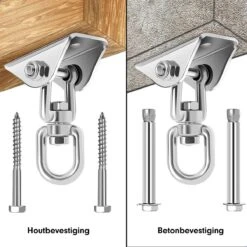 Luxe Ophangsysteem - 180° Schommelen, 360° Roteerbaar - Plafondhaak - Ophanghaak - Hangstoel Buiten - Hangstoel Binnen – Schommelstoel - Schommel - Bokszakken - RVS - Nederlandse Handleiding - -Tuin En Buiten 1200x1200 31