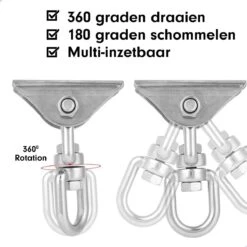 Luxe Ophangsysteem - 180° Schommelen, 360° Roteerbaar - Plafondhaak - Ophanghaak - Hangstoel Buiten - Hangstoel Binnen – Schommelstoel - Schommel - Bokszakken - RVS - Nederlandse Handleiding - -Tuin En Buiten 1200x1200 32