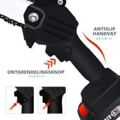 Zenway - Mini Kettingzaag - Snoeizaag - Kettingzaag - Kettingzaag Elektrisch Met 1 Accu- Inclusief Koffer - 1 Extra Accu - Zwart -Tuin En Buiten 1200x1200 320