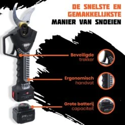 Reichlër® Elektrische Snoeischaar - 40 Mm Snijdiameter - 2x Accu - Anti-cut Functie - Heggenschaar - Takkenschaar - Zwart -Tuin En Buiten 1200x1200 323