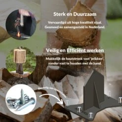 Miseru Houtklover – Geen Bijl Nodig – No Axe - Houtsplijter – Houtkliever – HANDMADE In Holland - Houtklover Voor Aanmaakhout – Metaal -Tuin En Buiten 1200x1200 335