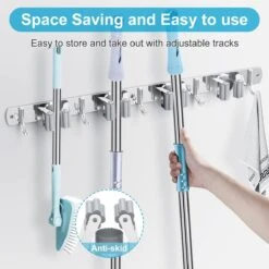 BOTC Bezemhouder - 5 Houders 6 Haken Bezem Ophangsysteem - Zeflklevend - Opbergsysteem - Ophanghaken - Tuingereedschap - Gereedschap Opbergen -Tuin En Buiten 1200x1200 384