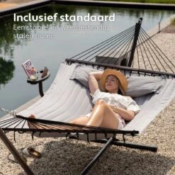 Vita5 Hangmat Met Standaard En Spreidstok – 2 Persoons – Incl. Bekerhouder - Afneembaar Kussen – Uv-bestendig – Lichtgrijs 17 Vita5 Hangmat Met Standaard En Spreidstok – 2 Persoons – Incl. Bekerhouder - Afneembaar Kussen – Uv-bestendig – Lichtgrijs -Tuin En Buiten 1200x1200 44