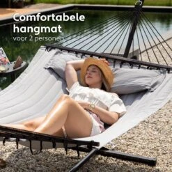 Vita5 Hangmat Met Standaard En Spreidstok – 2 Persoons – Incl. Bekerhouder - Afneembaar Kussen – Uv-bestendig – Lichtgrijs 18 Vita5 Hangmat Met Standaard En Spreidstok – 2 Persoons – Incl. Bekerhouder - Afneembaar Kussen – Uv-bestendig – Lichtgrijs -Tuin En Buiten 1200x1200 45