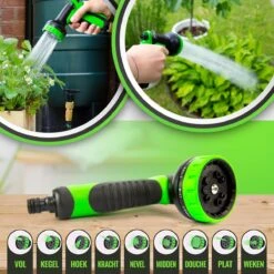 MD-Goods ® Super Sterk Uitrekbare Tuinslang Tot 30 Meter + GRATIS Tas En Koppelstuk - Tuinsproeier - Tuin Besproeien - Waterslang - Sproeikop - Groen - Flexibel Elastisch -Tuin En Buiten 1200x1200 475