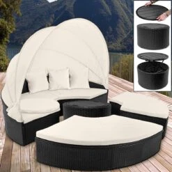 Casaria Polyrattan Zonne-Eiland Ø185cm – Incl. Kussens - Zwart Crème 29 Casaria Polyrattan Zonne-Eiland Ø185cm – Incl. Kussens - Zwart Crème -Tuin En Buiten 1200x1200 5