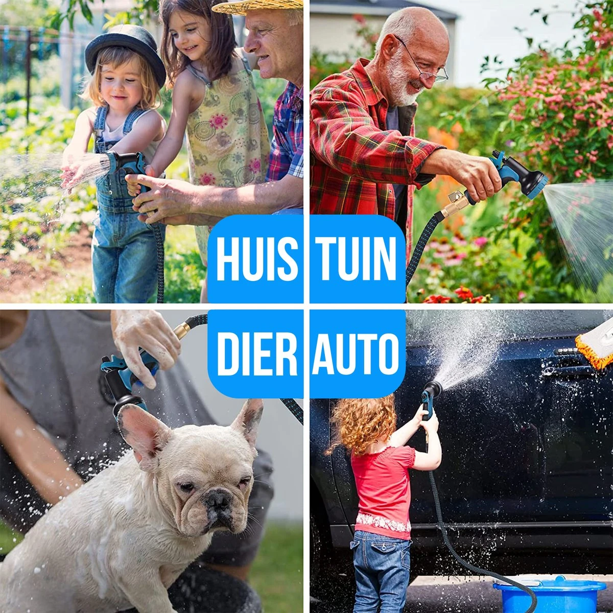 Strex Flexibele Tuinslang 15M Met Sproeikop - Uitrekbaar - Incl. Koppelingen, Ophanghaak & Opbergzak 9 Strex Flexibele Tuinslang 15M Met Sproeikop - Uitrekbaar - Incl. Koppelingen, Ophanghaak & Opbergzak - Afbeelding 7