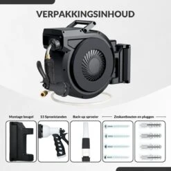 Buxibo - Wandslangenbox 20 Meter + 2 Meter - Tuinslang Met Haspel - 9 Sproei Standen - Slangenhouder 180° Draaibaar - Tuinslanghaspel Zwart+ Gratis Sproeier - Zwart -Tuin En Buiten 1200x1200 526