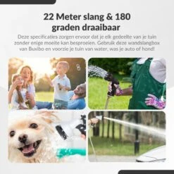 Buxibo - Wandslangenbox 20 Meter + 2 Meter - Tuinslang Met Haspel - 9 Sproei Standen - Slangenhouder 180° Draaibaar - Tuinslanghaspel Zwart+ Gratis Sproeier - Zwart -Tuin En Buiten 1200x1200 533