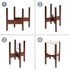 LifeGoods Planten Standaard - Uitschuifbare Bloempothouder - 20 Tot 30 Cm - Donker Bamboe -Tuin En Buiten 1200x1200 654